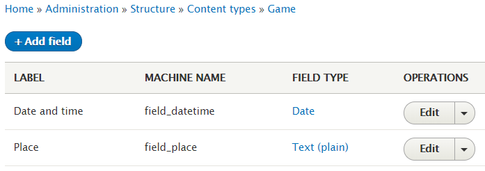 Drupal 8 content type and fields